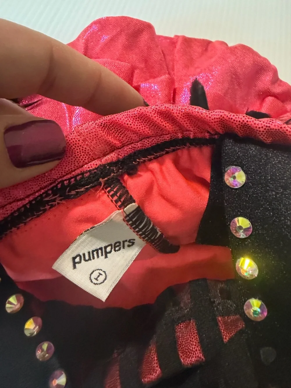 PUMPER’S Sassy Jazz custom competition Solo Costume Pink Leopard Feather IC